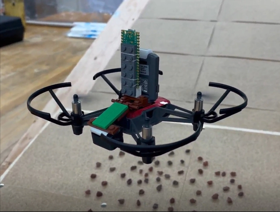 Cryo-Swarm drone in flight at NASA MINDS competition